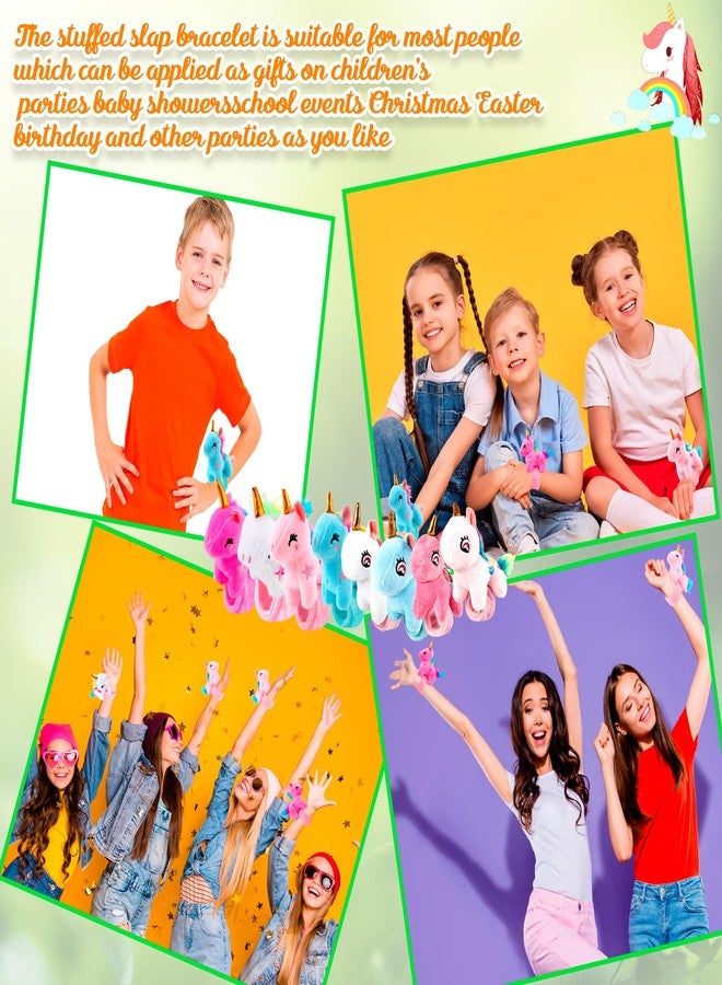 Flahard 16 Pcs Plush Animal Slap Bracelet Unicorn Plush Slap Bracelet Unicorn Stuffed Huggers Pat Ring Bulk for Christmas Birthday Favor Animal Party Gift, 16 Styles - Image 3